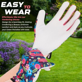 Jazzy Gardening Gloves Thorn Proof Safety Working Glove Leather Work Welding Gardening Glove for Men Women (Multi Florel, M)