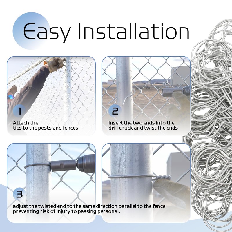 100 Pcs 11 Gauge Galvanized Steel Fence Ties fit for