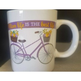Best Mom Life Is The Best Life Mug - Gift For Mothers Cottage Core Bicycle Flowers