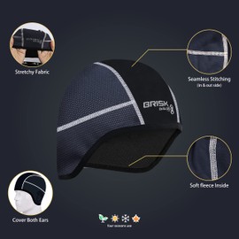 Brisk Cycling Skull Cap Under Helmet Thermal Tight Fit Warm regular size (Black)