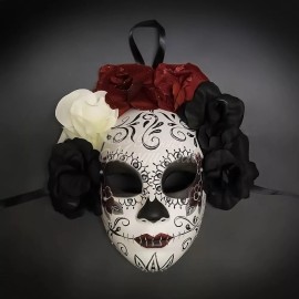 Day of the Dead Black & White Day of the Dead Party Mask Women Mask Decorated mask M39333F