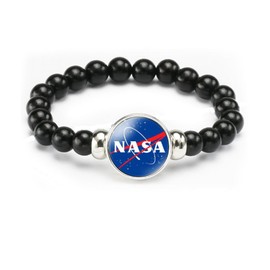 vmcoatdu NASA Astronaut Space Shuttle Logo Bracelet Elastic Rope Beaded Bracelet Souvenir Gifts for Men Women