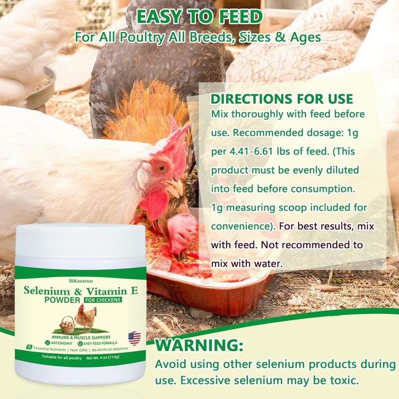 Selenium and Vitamin E Powder for Chickens, Selenium for Chickens,