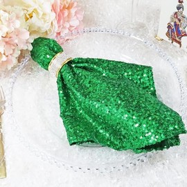 Wedding Linens Inc.. (5 PCS Sequin Taffeta 20" x 20" Dinner Table Linen Napkins for Restaurant Kitchen Dining Wedding Party Banquet Events - Emerald Green