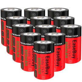 EaseBuy CR123A Lithium Batteries 12-Pack 3.7V 123A Rechargeable Batteries for Arlo VMS3130 VMC3030 VMK3200 VMS3330 3430 3530 Cameras, Alarm System, Flashlight
