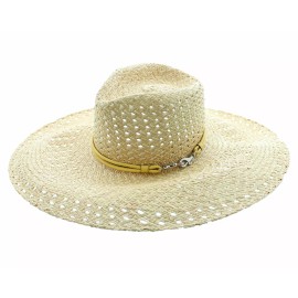 Coach Floppy Sun Hat, 19" Hand Woven Straw Women's Beach Hat, 83586 MSRP $198 - Natural
