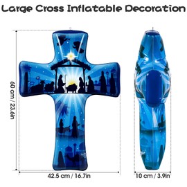 8 PCs Christmas Outdoor Nativity Scene Decorations - 23.6 inch PVC Cross Inflatable Christmas Decorations Nativity Set Indoor Outside for Xmas Porch Lawn Yard Holiday