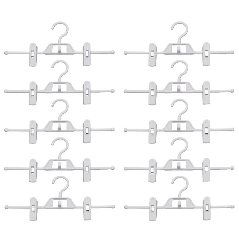 Hoypeyfiy 10pcs Stackable Plastic Clothing Hanger with Clips, Adjustable Skirt