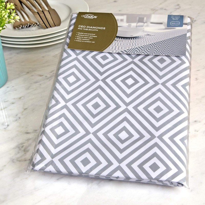 Dehaus® Wipe Clean Table Cloth - Grey Geo Diamond -