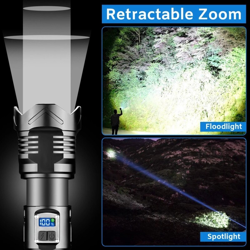Garberiel Super Bright 900000Lumen 50W LED Powerful Flashlight Rechargeable Tactical