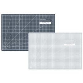 SEMPLIX Self-healing cutting mat A3 in green, pink, grey, turquoise, purple. Ideal for crafts, sewing and patchwork. 45 x 30 cm. Printed on both sides. Front cm, back inch dimensions