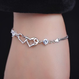 My Pretty Little Gifts Double Heart Silver Bracelet Gift for HER Bridesmaid, Friend, Wife, Daughter, Sister. Jewellery New