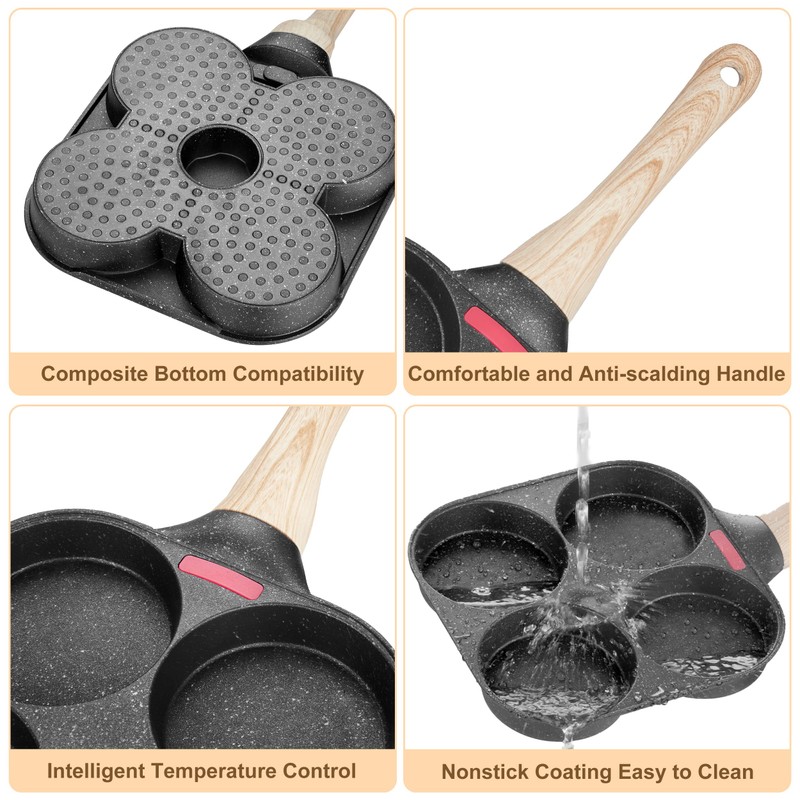 MyLifeUNIT Egg Frying Pan, 4-Cup Egg Pan Nonstick, Fried Egg