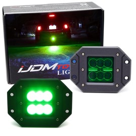 iJDMTOY Green Lens 3-Inch Flush Mount 24W High Power LED Pod Lights Compatible with Jeep Truck Off-Road ATV 4WD 4x4, etc