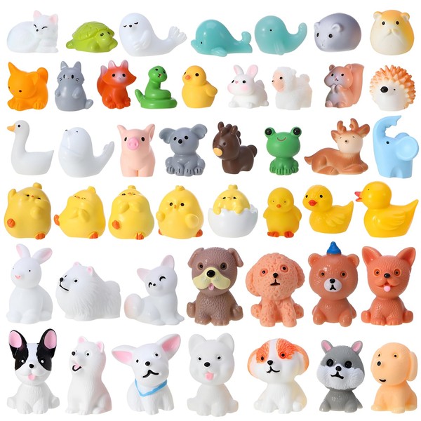 Guiqulai 42 PCS Mini Resin Animals, 42 Styles Miniature Tiny