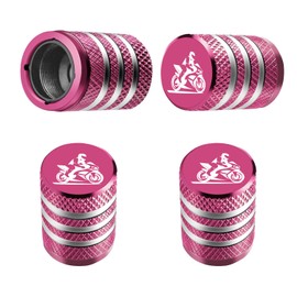 Aluminum Tire Valve Stem Caps Cover, 4-Pack, Metal Air Caps with Plastic Liner, Universal for Cars, Trucks, Motorcycles, Bikes (QMZ-Fen-MTC)