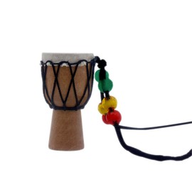 HEALLILY African Drum Necklace Wooden Mini Djembe Percussion Pendant Hand Drum Bongo Instrument Birthday Gift Black Line