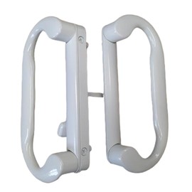 Roto Interlock Sliding Patio Glass Door 7.5" White Handle Set Replacement - Interior and Exterior Handles with Screws with a 4-15/16" Hole Spacing - Fix and Repair Door Hardware - White