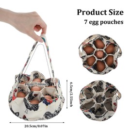 Egg Collection Basket, Egg Bags, Portable Eggs Carrier, Eggs Gathering Basket with 7 Pouches for Home Garden Farm Use