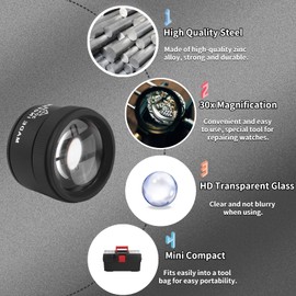30X Uhrmacherlupe, Uhrmacher Lupenbrille, Lupenbrille Monokular, Lupen für Uhr Reparatur, Aluminiumlegierung Lupe für Hobby Uhr Schmuck Münzen Uhrmacher Elektriker Juweliere Nähen Handwerk
