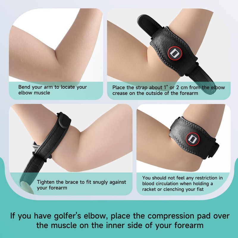 Domaste Tennis Elbow Brace for Women & Men, Adjustable Golfer