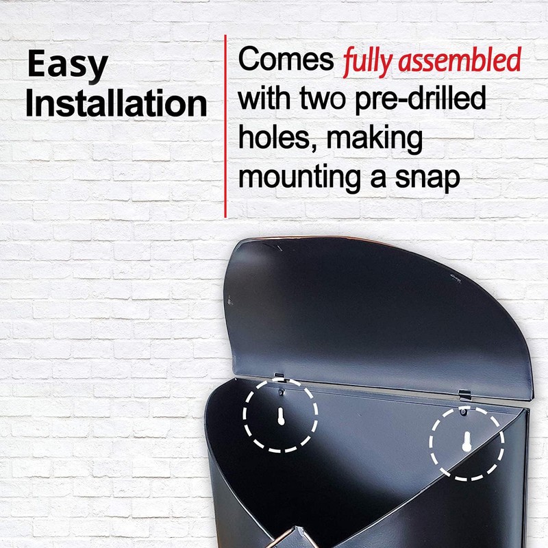 NACH Black Mailbox Wall Mount, 12.5 x 5 x 10