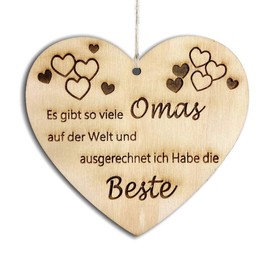 Pet-Jos Wooden Heart Sign Decorative Sign 10 x 10 cm Best Grandmas Saying Gift Wooden Gift A Gift for the Family
