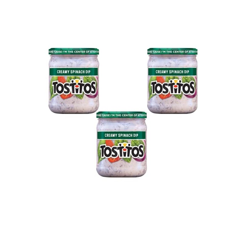 Tostitos, Creamy Spinach Dip, 15oz Glass Jar (Pack of 3)