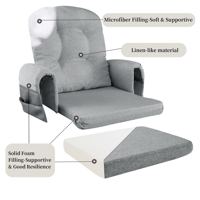 HOMBYS Glider Rocker Replacement Cushions with Storage Side Pocket,Linen-Like Fabric,