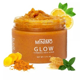 Minimo Glow Skin Brightening Face Scrub with Unscented Organic Turmeric 5 fl.oz.