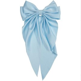 Light Blue Jumbo Bow Clip with Tails Hair Bow Clip For Girls Silky Satin Hair Barrettes Clip Large Bow Hair Slides Metal Clips French Barrette Long Tail Bowknot Hairpin Hair Pins,Clips and Barrettes