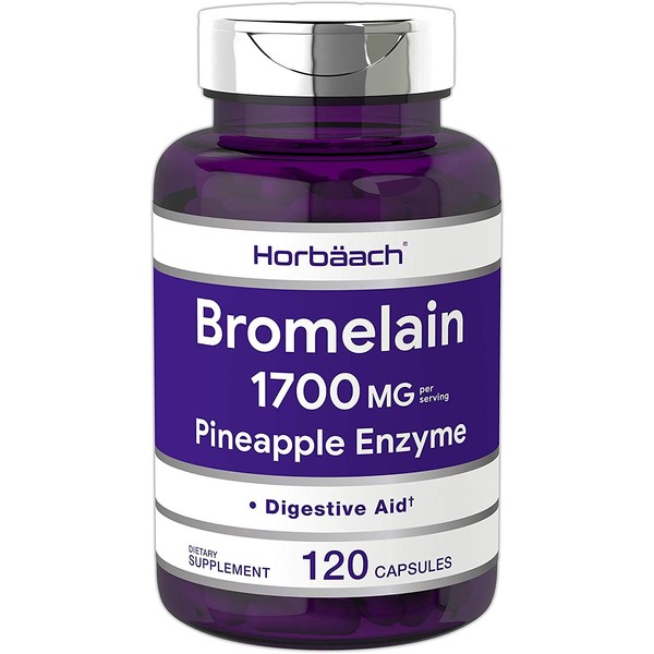 Bromelina | Horbaach | Suplemento de Enzima de Piña | Sin OGM, sin Gluten | 1700 mg | 120 Cápsulas