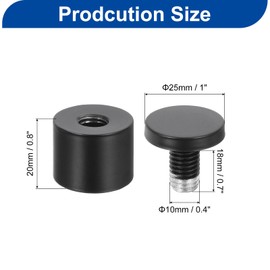 sourcing map 24 Pcs Standoff Screws, 1" x 1" Stainless Steel Advertising Screws Wall Standoff Mounts Hardware for Acrylic Picture Frame Glass Signs Hanging, Black