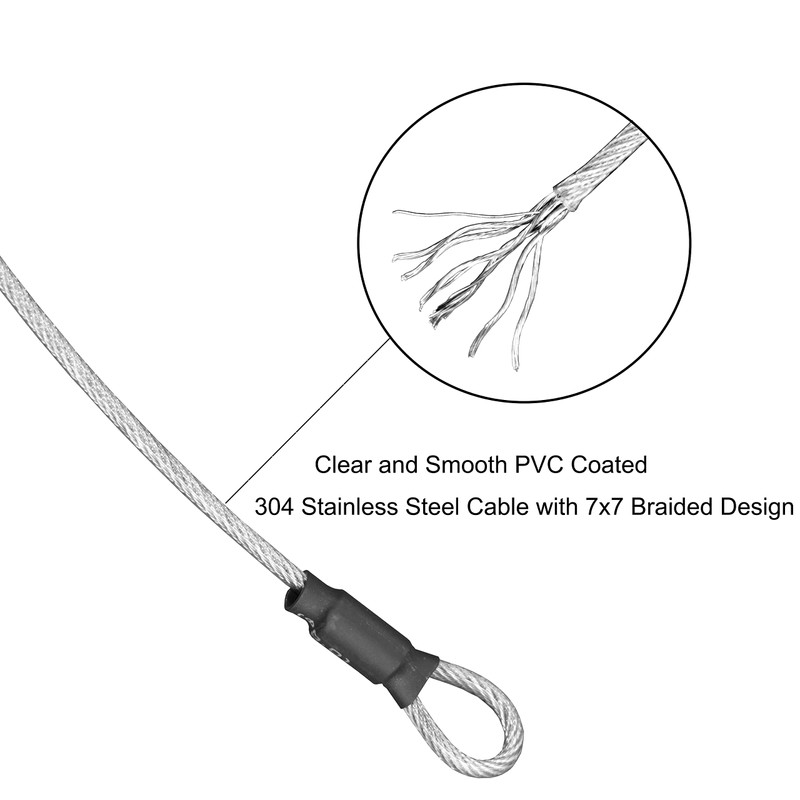 OMOTOOL Safety Cable Lock (2 Pack) 3mm Braided Stainless Steel