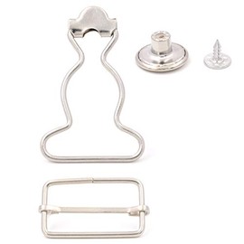 Amanaote 1" Inside Bottom Width Silvery Dungaree Fastener Suspender Buckle Rectangle Sliding Bar with Screw Button Pack of 10 Sets