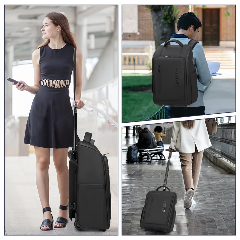 GOTECH Rolling Backpack Waterproof Commuter Backpack with Wheels for Business,