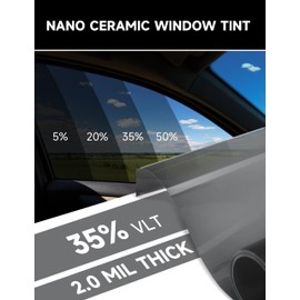 GISSVOGEEK Window Tint Car Automotive, Privacy Protection, Nano Ceramic Car Window Tint, 2Mil Thick, DIY Installation, UVR 99% Heat& UV Block or Professional Application, (35% VLT), 24" x 15FT
