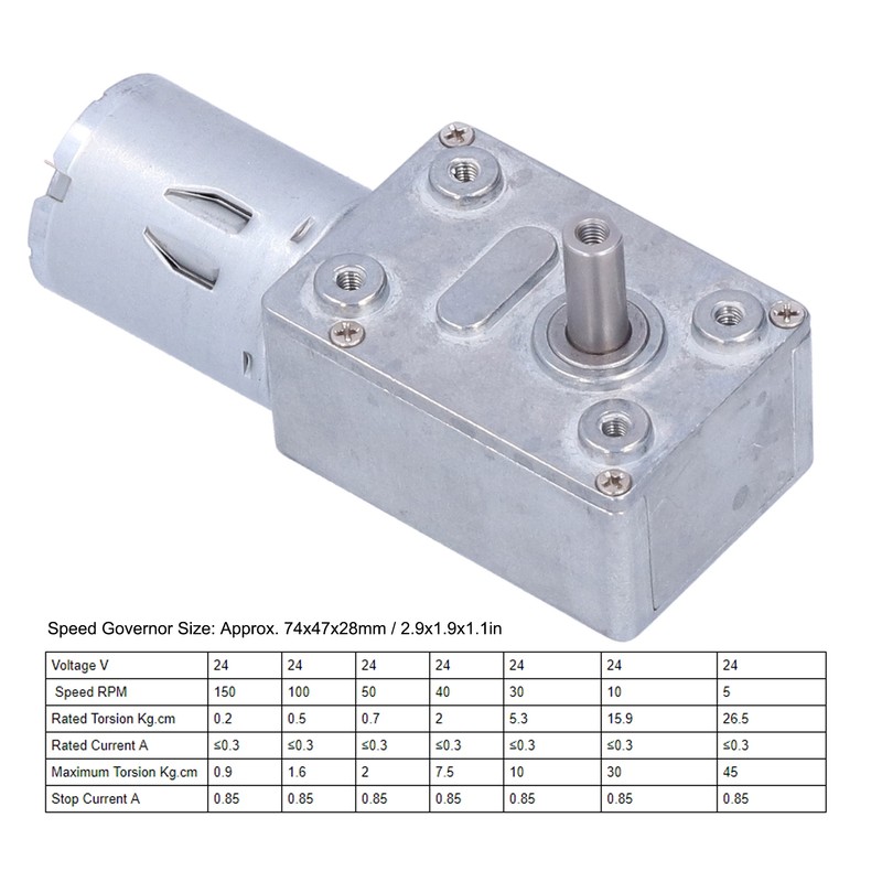 DC 24V Worm Gear Motor with Governor High Torsion Mini