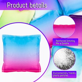 WOFEU 10 Pcs Bean Bags for Kids Throwing, Gradient Cornhole Bean Bags Set for Kids Tossing Game Family Games Tossing Beanbags for Cornhole Party Supplies Includes Tote Bag