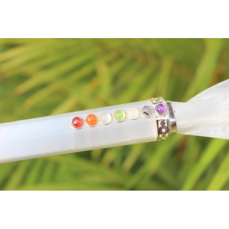 Jet International Selenite Angel Chakra Wand Stick Approx. 6.5 inch
