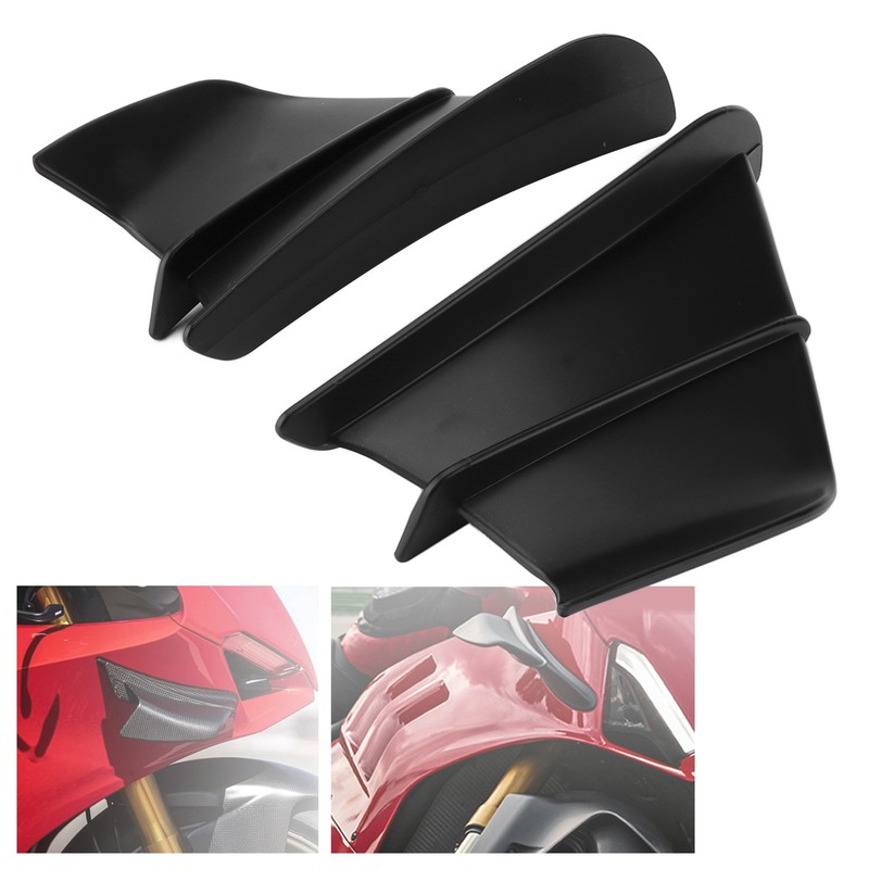 1 Pair Motorcycle Front Winglet Aerodynamic Wing Universal Black Replacement