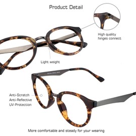 VisionGlobal Blue Light Blocking Glasses Women/Men Computer Reading Glasses Oval Frame(Tortoise, 2.50 Magnification)