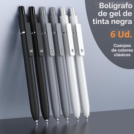 ACEES 6 bolígrafos de tinta de gel negra, punta fina: 1/64 de pulgada, escritura uniforme, rápido secado, para diario, enfermera, oficina, colegio, ho