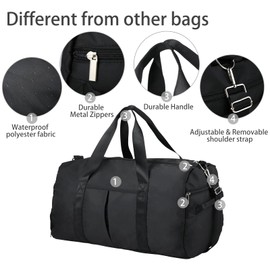DAYGOS Gym Sports Duffle Bag - Waterproof Travel Duffel Bag with Wet Pocket and Shoes Compartment Overnight Weekender Bag for Women and Men(Black)