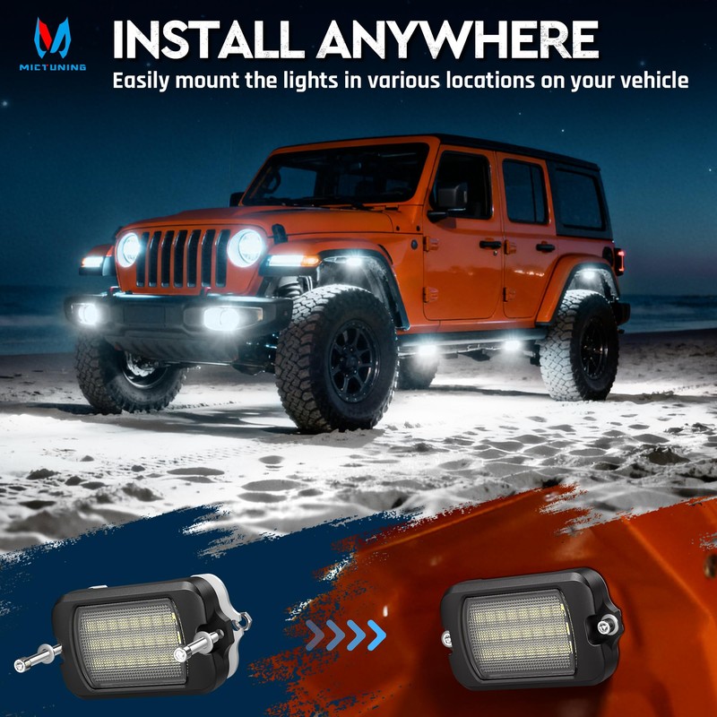 MICTUNING Q1 MAX White Rock Lights - 12 Pods Underglow