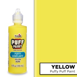 Tulip Puff Fabric Paint , Permanent Craft Paint for Clothes, DIY Projects, Notoxic, 4 fl oz, Puffy Yellow