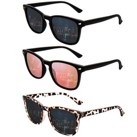 WISTON Polarized Sunglasses for Women Classic Retro Trendy Style 100% UV Protection 8134 Grey+Gray+ Pink