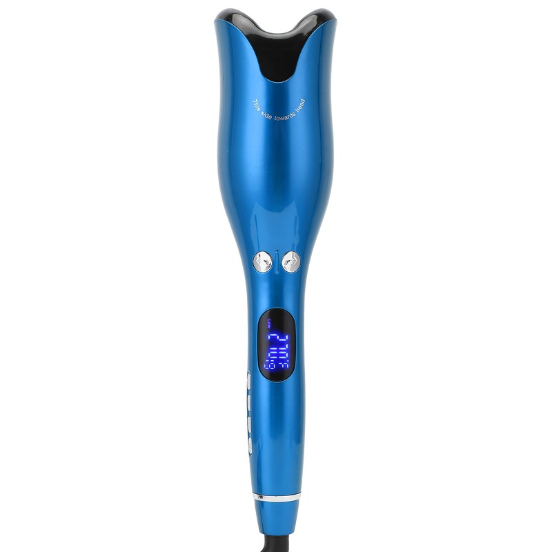 Automatic Curling Iron Wand LED Temperature Display Timer Blue Curling
