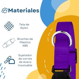 Collar para Perro diseño cómodo Resistente y Ajustable. Collar para Mascota Mini, Mediano, Grande y Extra Grande. Collar para Gato. Ideal para Dar un Paseo. Dog Collar (Grande, Morado)