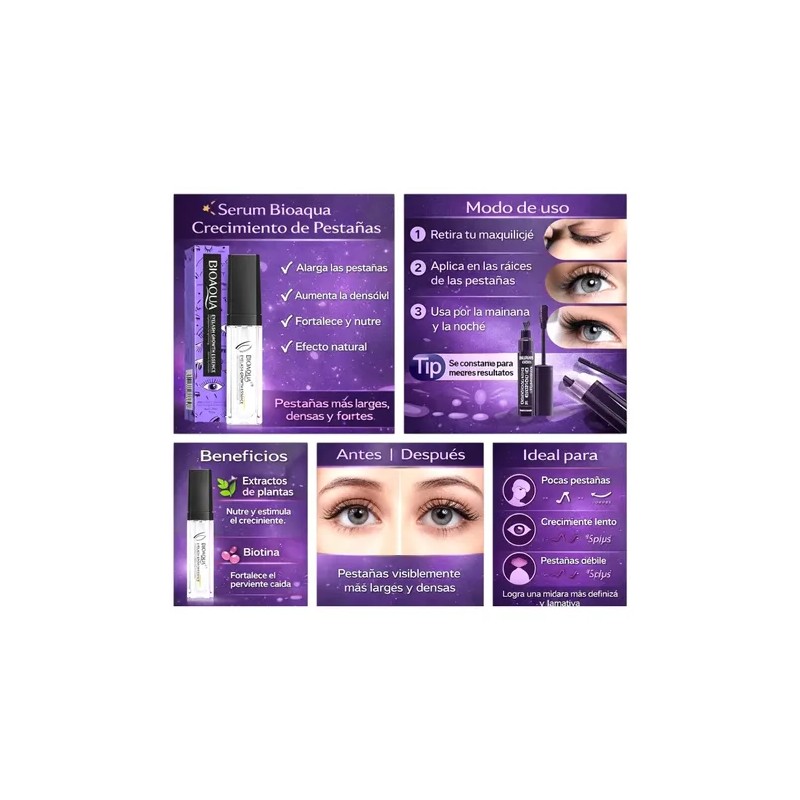 Kit 2 Serum Para Pestañas Bioaqua Crecimiento Y Fortalecedor